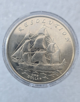 Остров Гилберта (Кирибати)  1 доллар 2014г. Парусник Резолюция, мешковая. - Мир монет