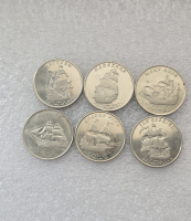 О. Гилберта.  Набор из 6 монет 1 доллар  2015г. Парусники, состояние мешковое. - Мир монет