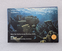 Нидерландские Антиллы. Набор 7  монет в банковской упаковке 1992г.  с жетоном мондвора, UNC. - Мир монет