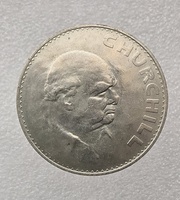 Великобритания.  1 крона  1965г.  Елизавета II. Смерть сэра Уинстона Черчилля.  кроновый размер, мешковая. - Мир монет