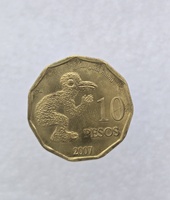 Остров Пасхи.  10 песо 2007г. Пингвиненок, пруф. - Мир монет