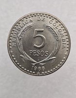Колумбия.  5 песо 1968г.  39-й  Международный Евхаристический Конгресс в Боготе , мешковая. - Мир монет