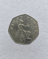Великобритания.  50 пенни  1997 г. Елизавета II , регулярный чекан, XF+ - Мир монет