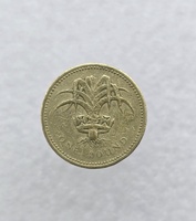 Великобритания.  1 фунт  1985 г. Елизавета II , регулярный чекан, ходячка. - Мир монет