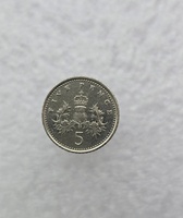 Великобритания.  5 пенни  1995 г. Елизавета II , регулярный чекан, XF - Мир монет