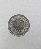 Швейцария.  1 франк  2010г.  регулярный чекан, никель. - Мир монет