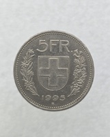Швейцария.  5 франков 1995г. регулярный чекан, ходячка. - Мир монет