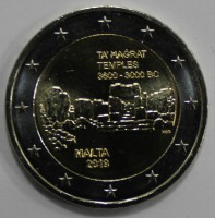 2 евро 2019г. Мальта. Та Хаджрат,  состояние UNC.  - Мир монет