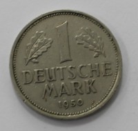 1 марка 1950г. ФРГ. J,  никель,  состояние VF. - Мир монет