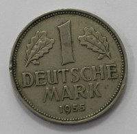 1 марка 1955г. ФРГ. J,  никель,  состояние VF. - Мир монет
