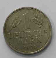 1 марка 1990г. ФРГ. D,  никель,  состояние VF. - Мир монет