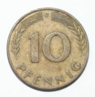 10 пфеннигов 1950г.  ФРГ. D,  состояние VF. - Мир монет