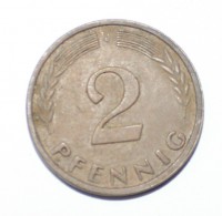 2 пфеннига 1950г.  ФРГ. J,  состояние VF-XF. - Мир монет