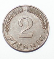 2 пфеннига 1966г.  ФРГ. G,  состояние VF+ - Мир монет