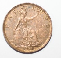 1 фартинг 1928г. Великобритания,  бронза, состояние VF. - Мир монет