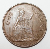 1 пенни 1967г. Великобритания, бронза, состояние XF. - Мир монет