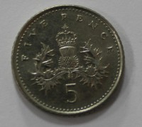 5 пенсов 1992г. Великобритания, состояние ХF - Мир монет