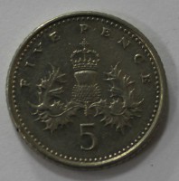 5 пенсов 1998г. Великобритания, состояние XF - Мир монет