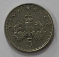 5 пенсов 2000г. Великобритания, состояние XF - Мир монет