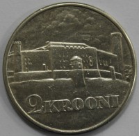 2 кроны 1930г.  Эстония.  Замок Тоомпеа в Таллине, серебро 500 пробы, вес 12 грамм, состояние XF, патина. - Мир монет