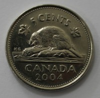 5 центов 2004г. Канада, состояние UNC - Мир монет