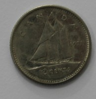 10 центов  1971 г. Канада , никель,  состояние VF. - Мир монет