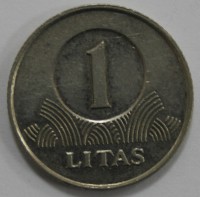 1 лит 2002г. Литва, медно-никелевый сплав, состояние XF - Мир монет