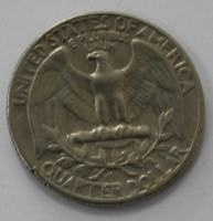 25 центов 1966г.  без букв, США, состояние VF. - Мир монет