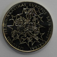 1 лит 2013г.  Литва, Председательство в ЕС, состояние UNC. - Мир монет