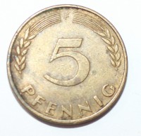 5 пфеннигов 1971г. ФРГ. F,состояние VF - Мир монет