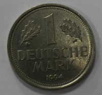 1 марка 1994г. ФРГ. F., никель, состояние XF. - Мир монет