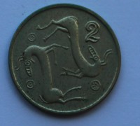 2 цента 1992г. Кипр, никелевая бронза,состояние VF - Мир монет