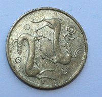 2 цента 1993г. Кипр, никелевая бронза,состояние VF. - Мир монет