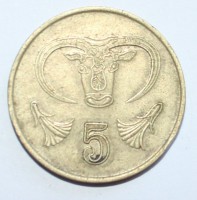 5 центов 1988г. Кипр, никелевая бронза,состояние VF - Мир монет