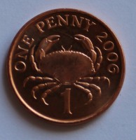 1 пенни 2006г. Гернси, Краб, состояние UNC - Мир монет