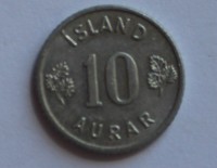 10 эйре  1971г. Исландия, Герб , состояние ХF. - Мир монет