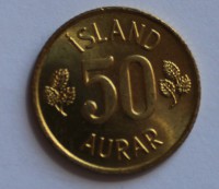 50 эйре 1973г. Исландия, Герб, состояние UNC. - Мир монет