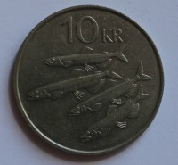 10 крон 1984г. Исландия, Сельди, никель, состояние XF - Мир монет