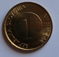 1 толар 2001г. Словения,состояние UNC. - Мир монет