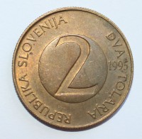 2 толара 1995г. Словения,состояние ХF - Мир монет