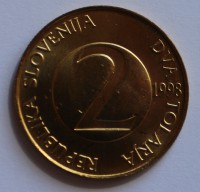 2 толара 1998г. Словения,состояние UNC. - Мир монет