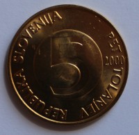 5 толаров 2000г. Словения, состояние UNC - Мир монет