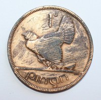 1 пенни 1937г. Ирландия, Курица с птенцами ,состояние VF - Мир монет
