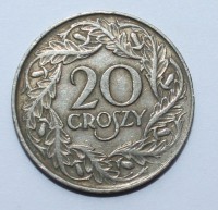 20 грошей 1923г. Польша, никель, состояние VF-XF - Мир монет
