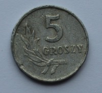 5 грошей 1962г. Польша, алюминий,состояние VF - Мир монет
