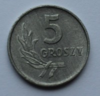 5 грошей 1972г. Польша,алюминий,состояние XF - Мир монет