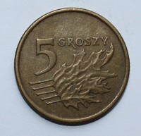 5 грошей 2005г. Польша, состояние  - Мир монет