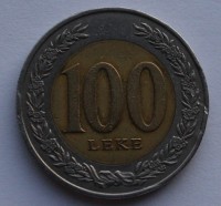 100 лек 2000г. Албания,биметалл,состояние VF - Мир монет