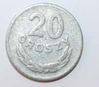 20 грошей 1949г. Польша, алюминий, состояние VF - Мир монет
