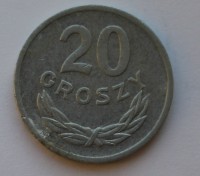 20 грошей 1976г. Польша, алюминий,состояние VF - Мир монет